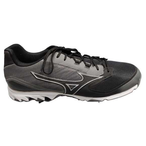 Mizuno 9-Spike Dominant 2 Baseball Cleats Mens Size 15 Black Gray Logo Lace Up‎ - Picture 1 of 15